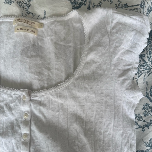 Christy Dawn Bridget tee in ivory pointelle size M - Picture 7 of 7